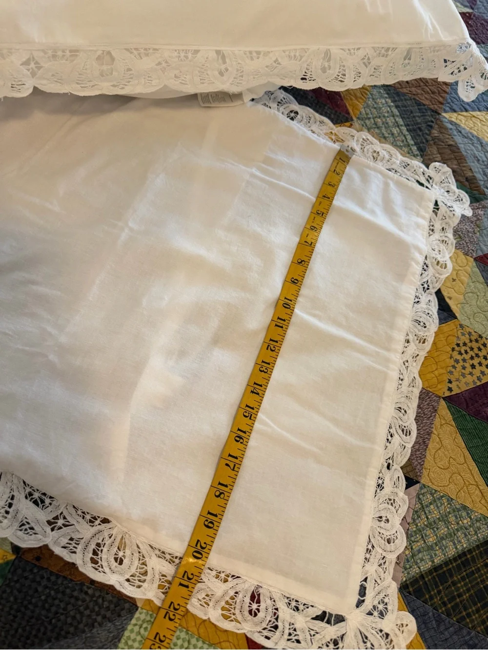 Vintage JCPenney Home Lace Pillow Shams 21x27 Cottagecore Romantic White Cotton